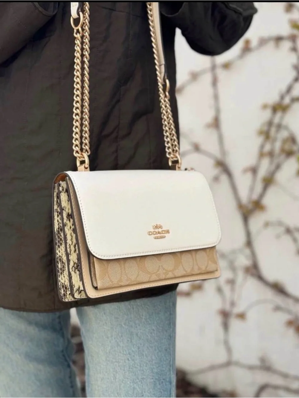 Coach Colorblock Crossbody Bag in Cream, Tan and Brown